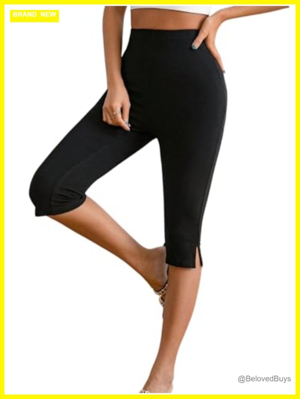 High Waisted Capri Leggings Knee Length Tummy Control Yoga Workout Pants